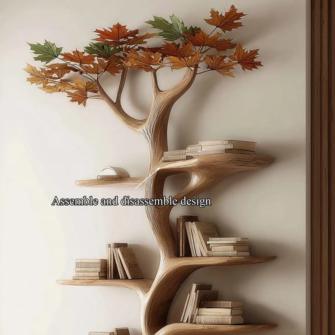 Custom Tree Bookshelf Rustic Wooden Book Tree Shelf Unique Wall-Mounted Bookcase Natural Wood Furniture, Home Office Decor Gift - Image 6