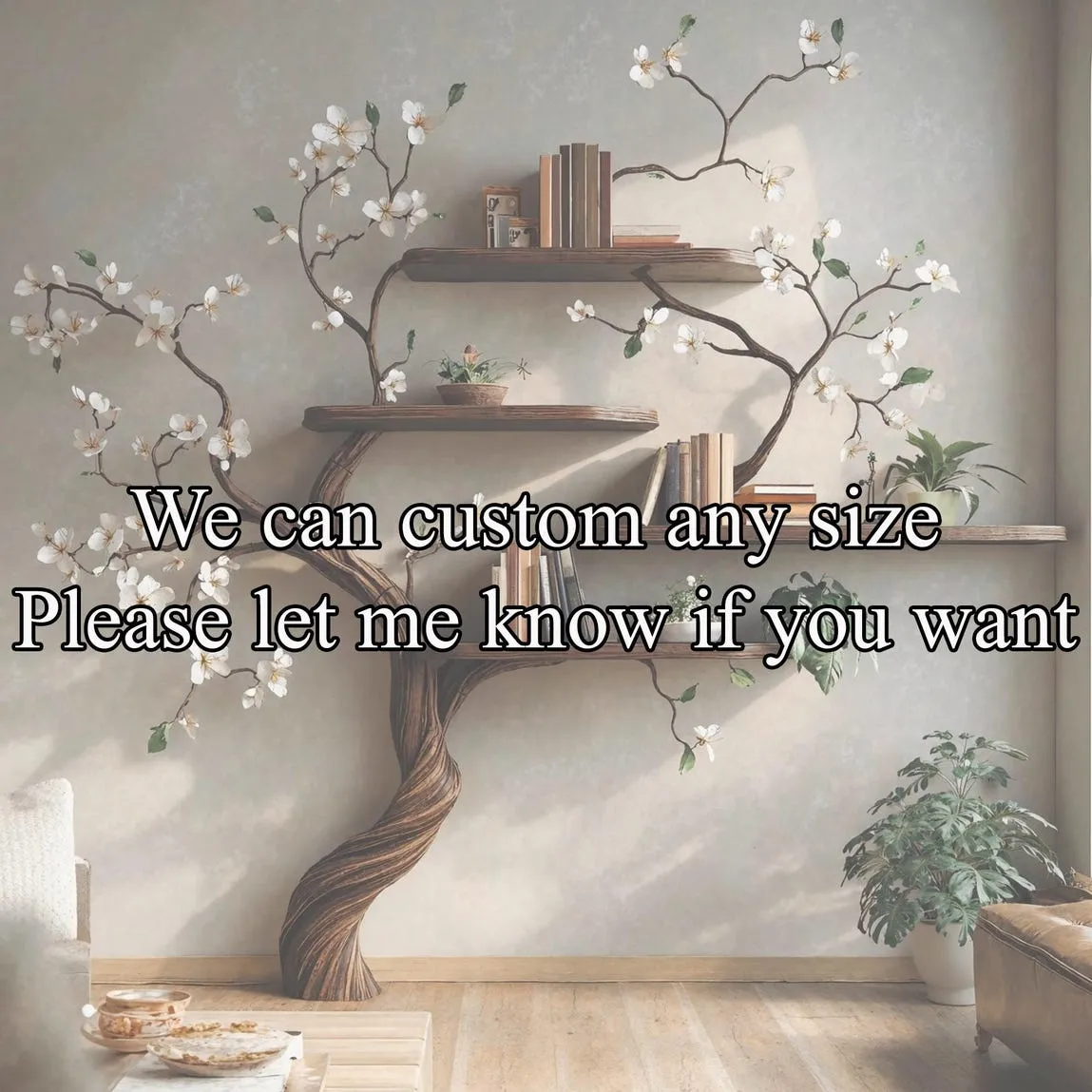 Custom tree branch bookcase wall mount montessori kids bookshelf live edge shelf custom bookcase handmade furniture livingroom decor - Image 2