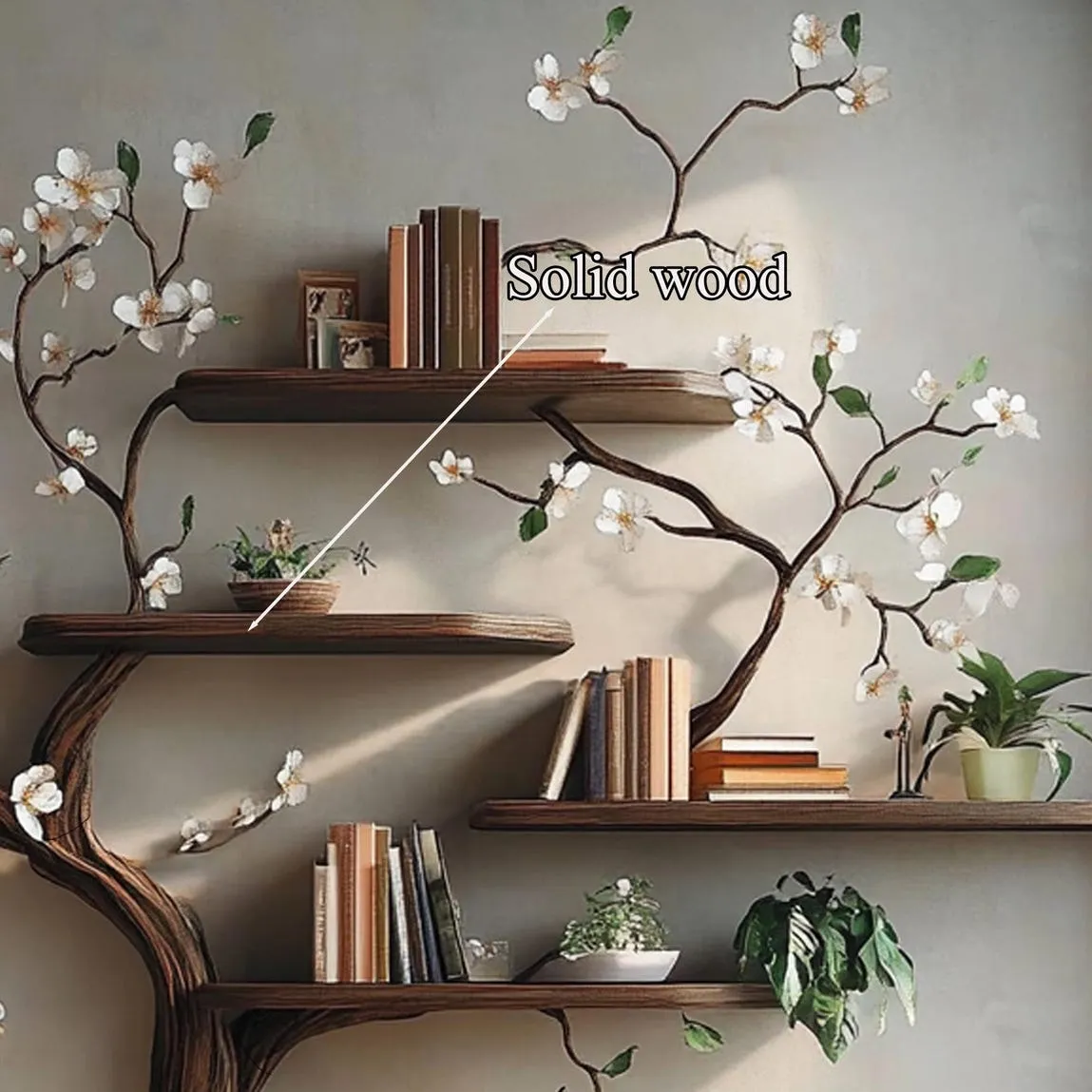 Custom tree branch bookcase wall mount montessori kids bookshelf live edge shelf custom bookcase handmade furniture livingroom decor - Image 5
