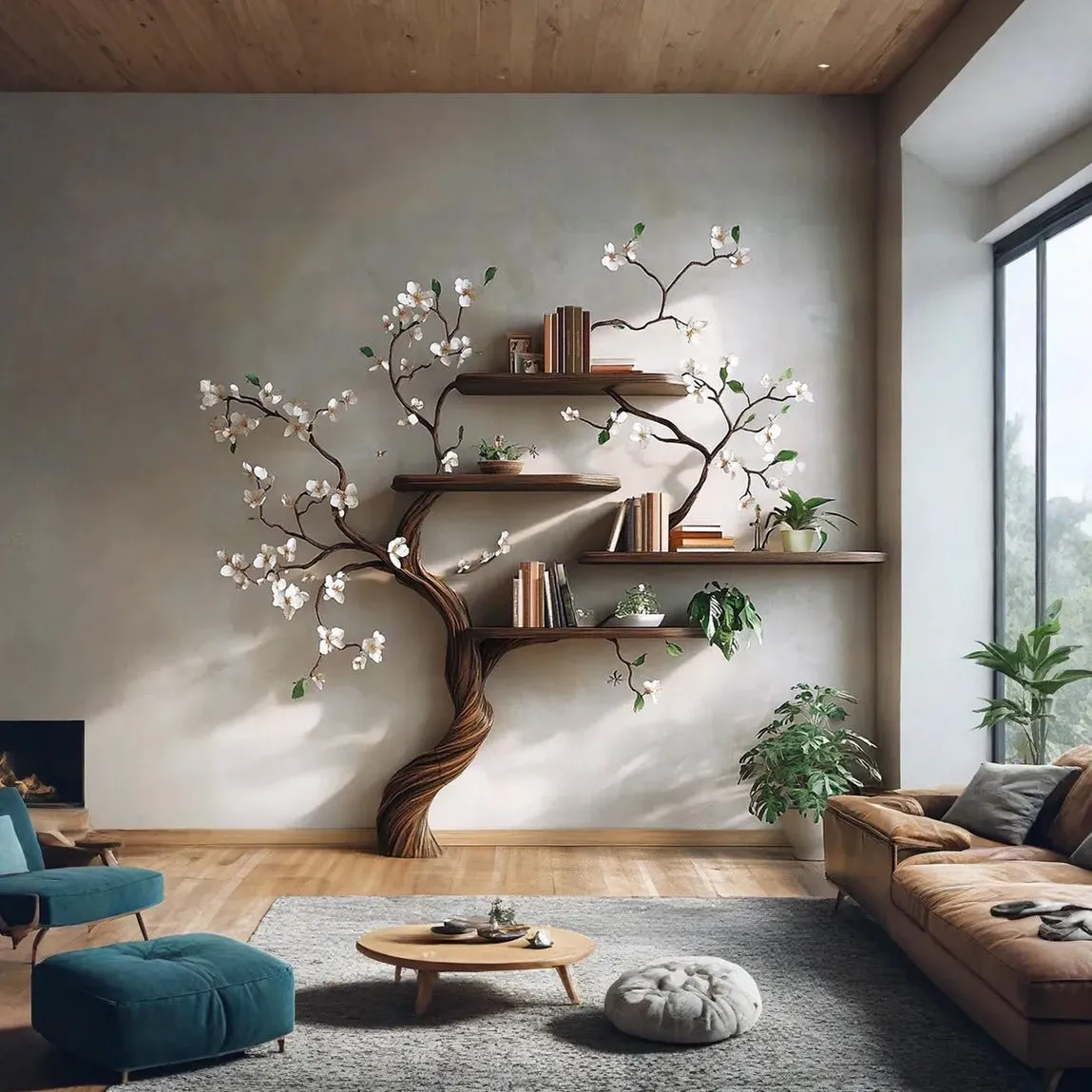 Custom tree branch bookcase wall mount montessori kids bookshelf live edge shelf custom bookcase handmade furniture livingroom decor - Image 6