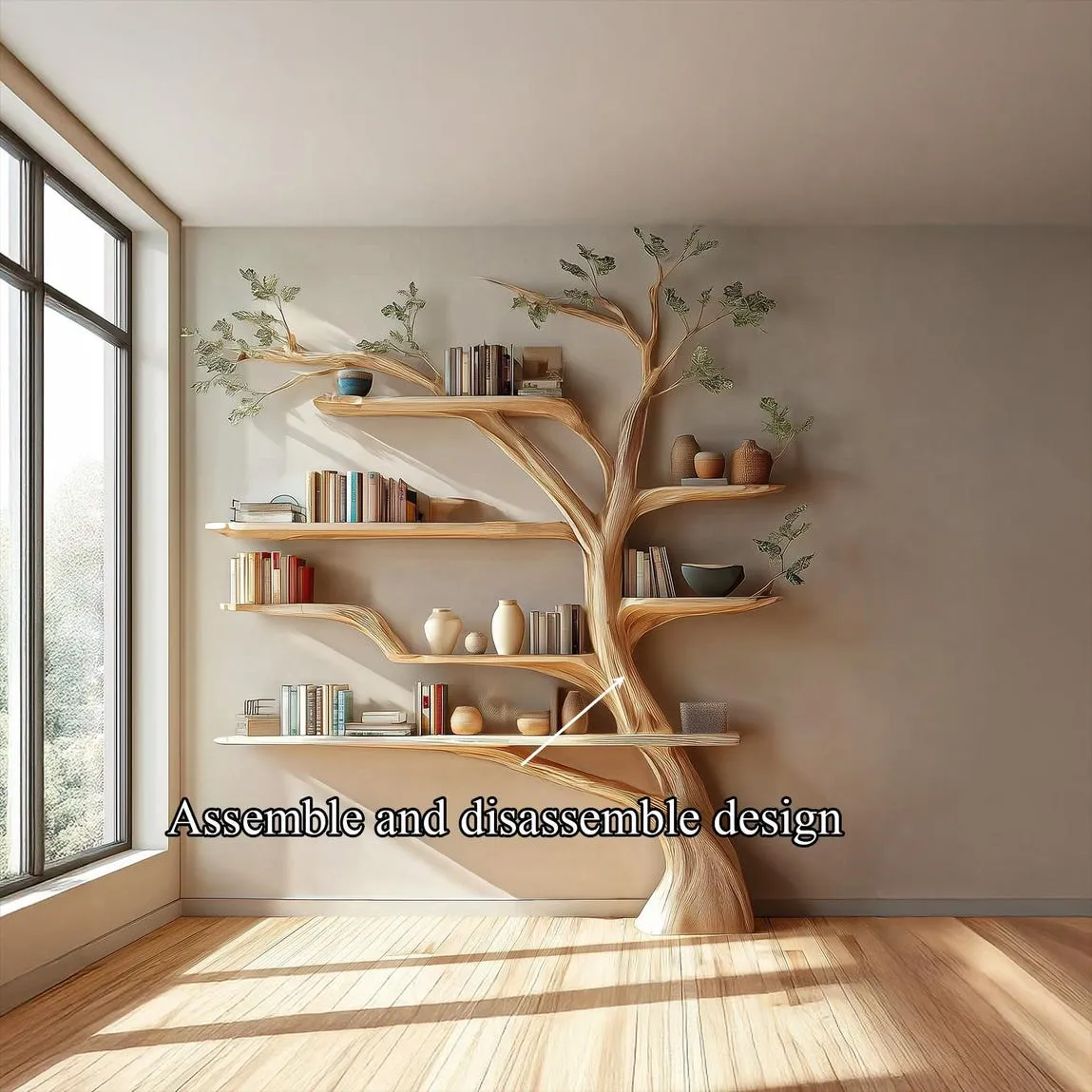 Rustic Tree Bookshelf Wooden Book Tree Shelf Unique Wall-Mounted Bookcase Natural Wood Furniture, Home Office Decor Custom Shelf Display - Image 6