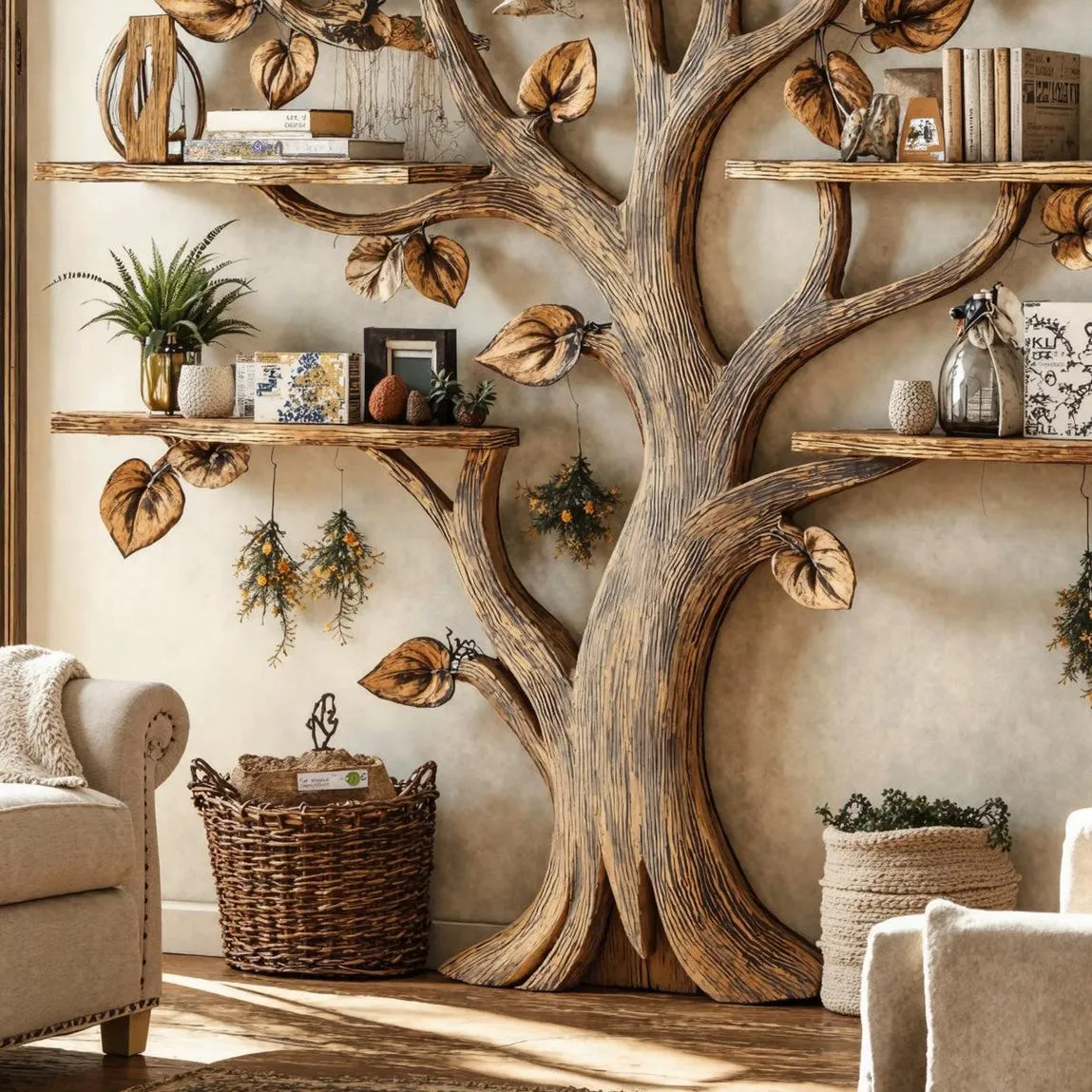 Handmade wooden sunflower bookshelf wall mount xmas floating shelf mid century bookcase montessori handmade furniture house warming gift - Image 5