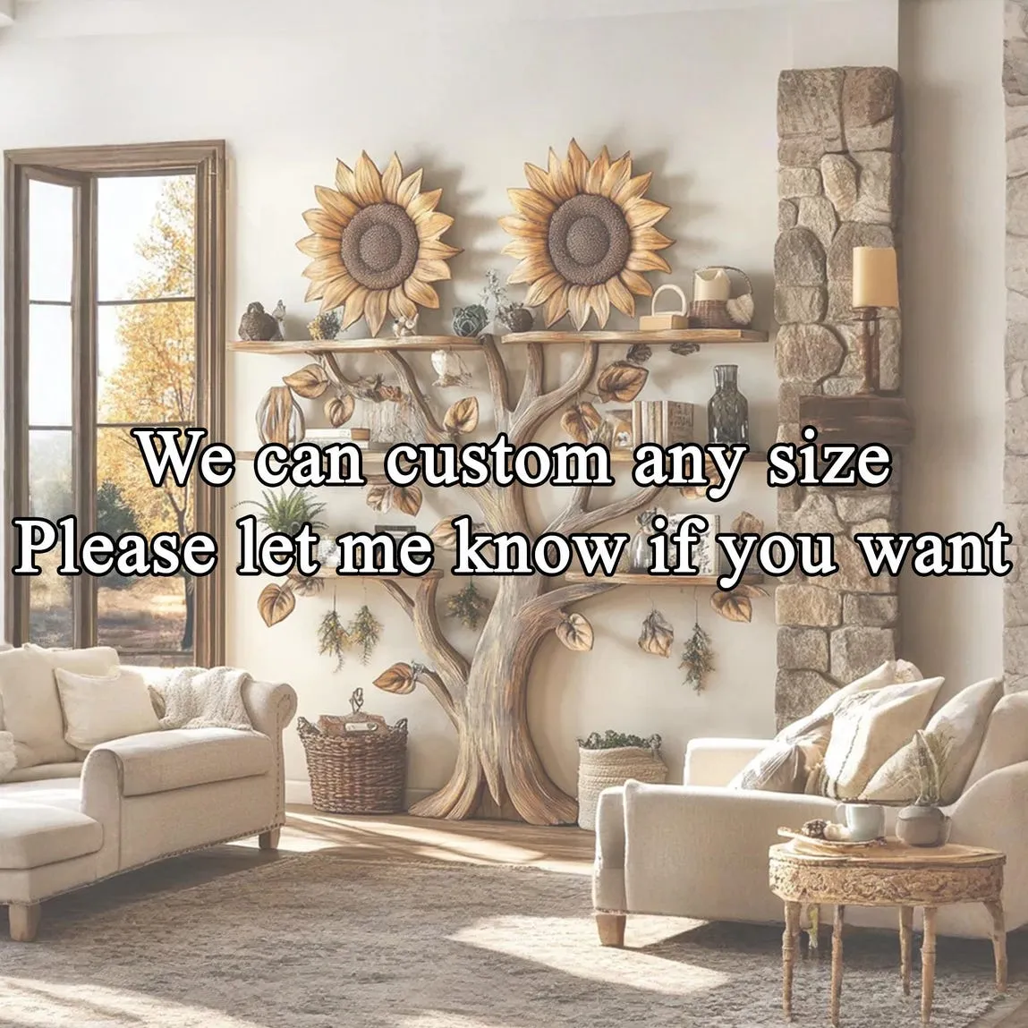 Handmade wooden sunflower bookshelf wall mount xmas floating shelf mid century bookcase montessori handmade furniture house warming gift - Image 8