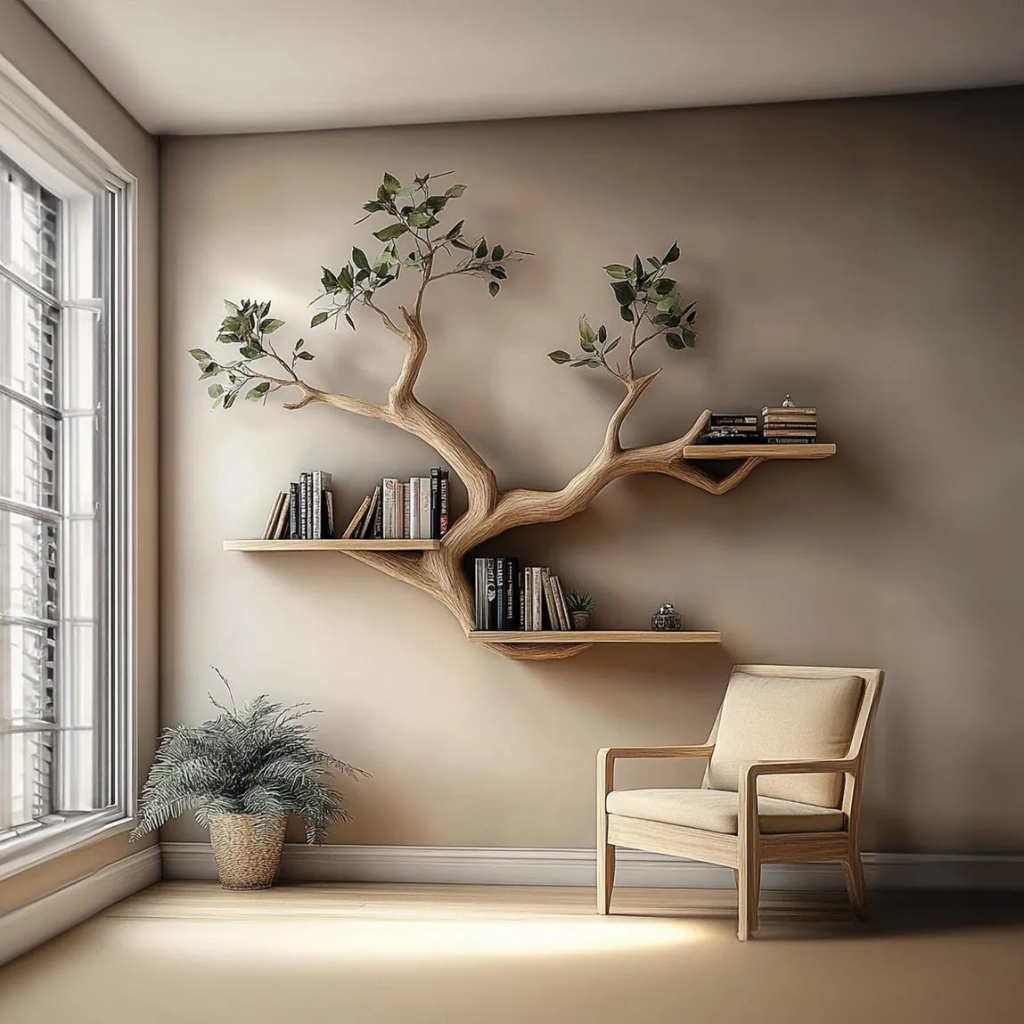 Custom tree bookcase small bookcase tree wall art handmade floating bookshelf solid wood decor livingroom mother gift