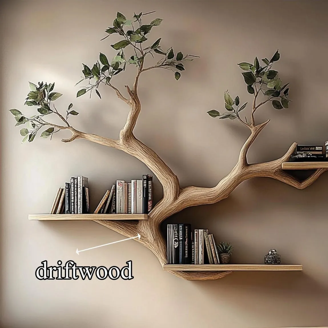 Custom tree bookcase small bookcase tree wall art handmade floating bookshelf solid wood decor livingroom mother gift - Image 6