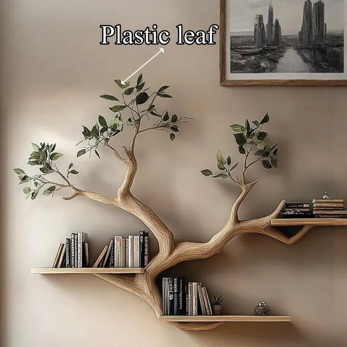 Custom tree bookcase small bookcase tree wall art handmade floating bookshelf solid wood decor livingroom mother gift - Image 7