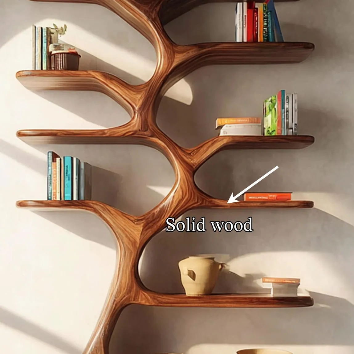 Rustic tree bookshelf solid wood handmade living room decoration tree branch floating corner shelf driftwood natural wooden gift - Image 3