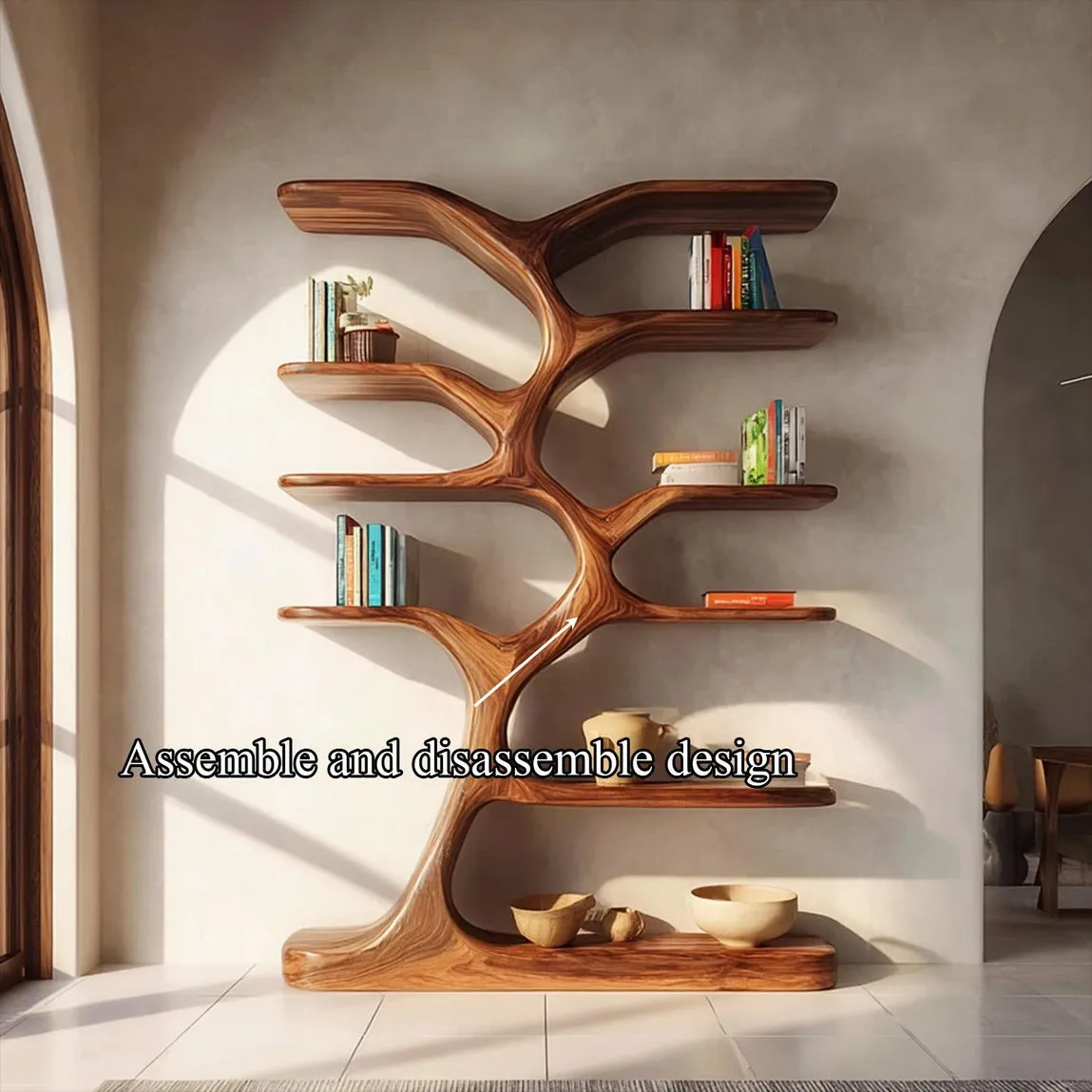 Rustic tree bookshelf solid wood handmade living room decoration tree branch floating corner shelf driftwood natural wooden gift - Image 4
