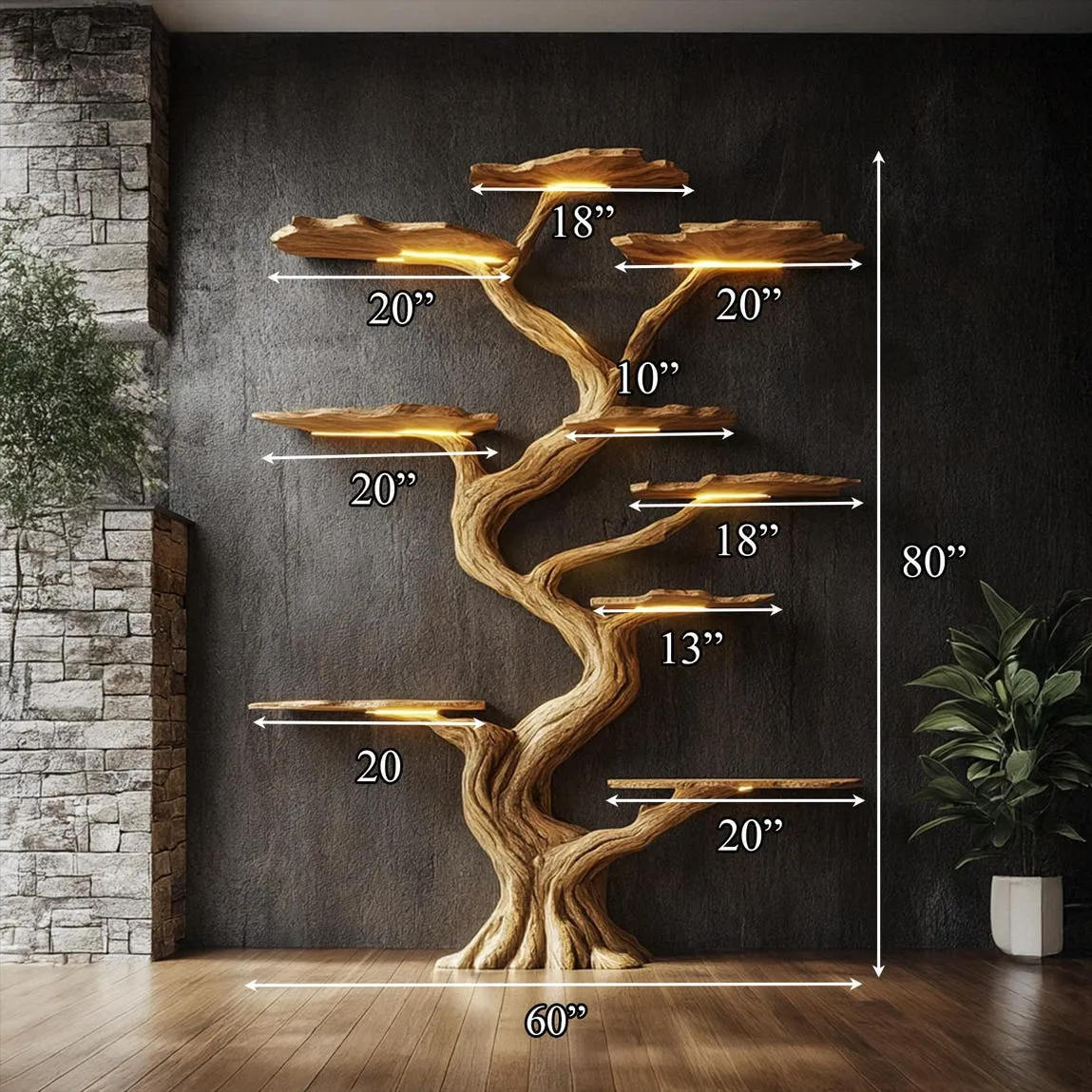 Rustic tree bookshelf nursery bookshelf handmade furniture wooden bookshelf wall mount bookshelf home decor gift - Image 3