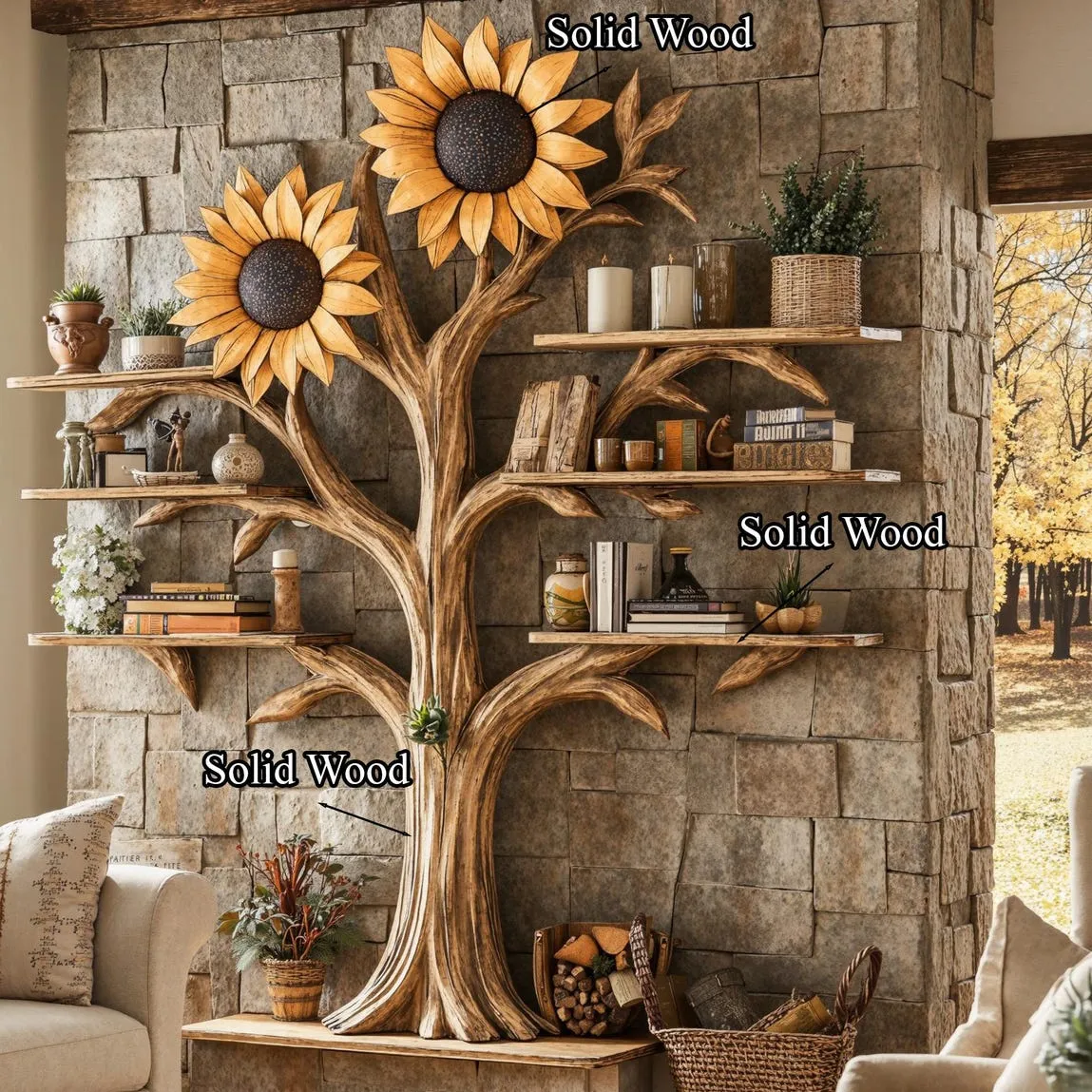 Tree book shelf driftwood branch floating bookshelf wall mount bookcase handmade furniture for home solid wood bookcase bookshelf decor - Image 6