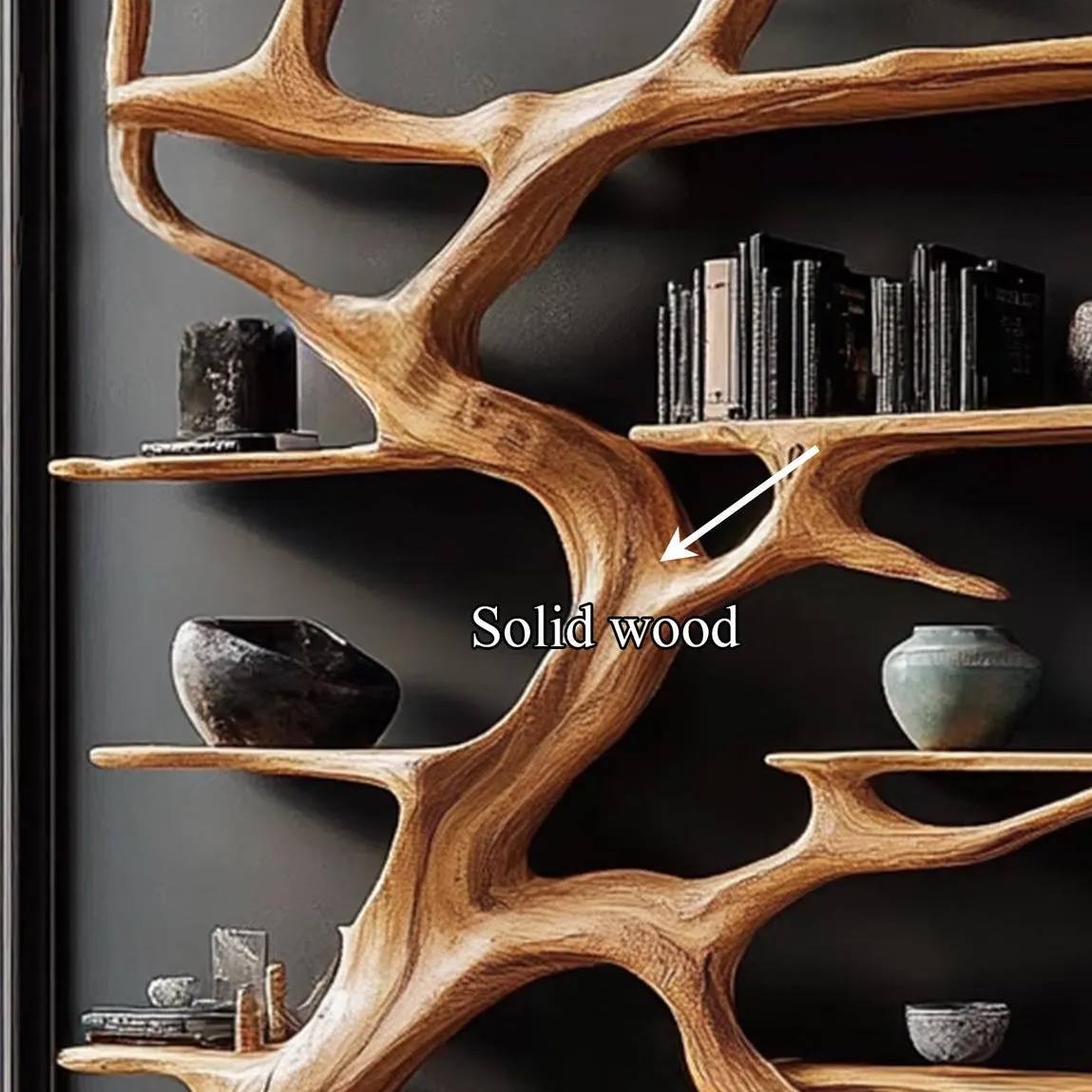 Rustics tree branch bookshelf tree bookcase solid wood bookshelf tree wall art handmade furniture decor home personalized gift - Image 4