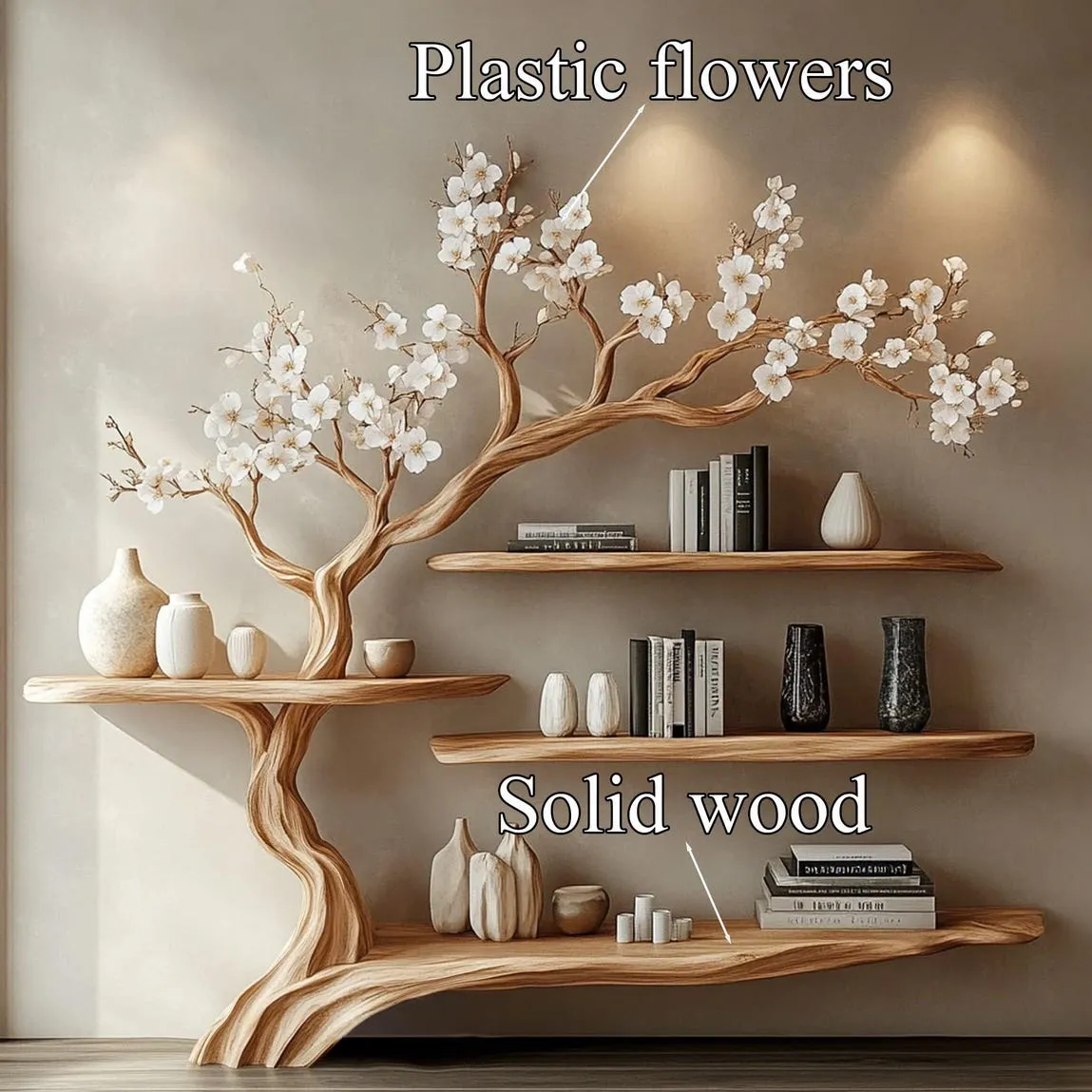 Rustic Wooden Bookcase Handmade Tree Bookshelf Tree Bookshelf Home Decor Unique Gift for Book Lovers - Image 4