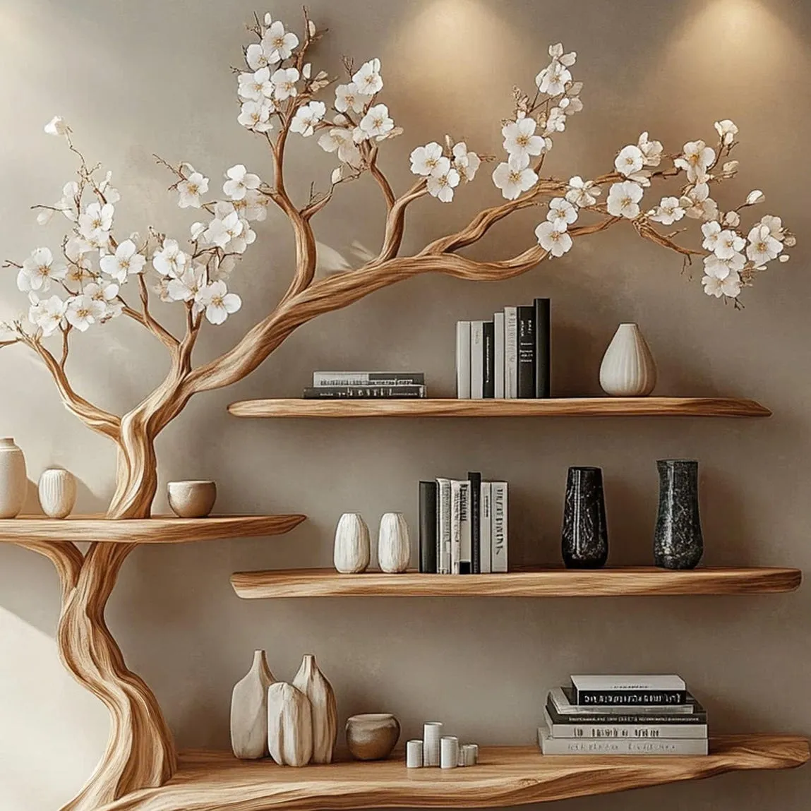 Rustic Wooden Bookcase Handmade Tree Bookshelf Tree Bookshelf Home Decor Unique Gift for Book Lovers - Image 6