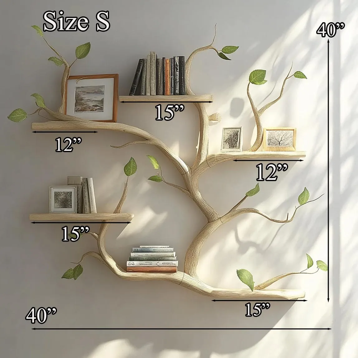 Solid wood live edge wall shelves floating handmade bookshelf modern wall decor living room house warming gift - Image 4