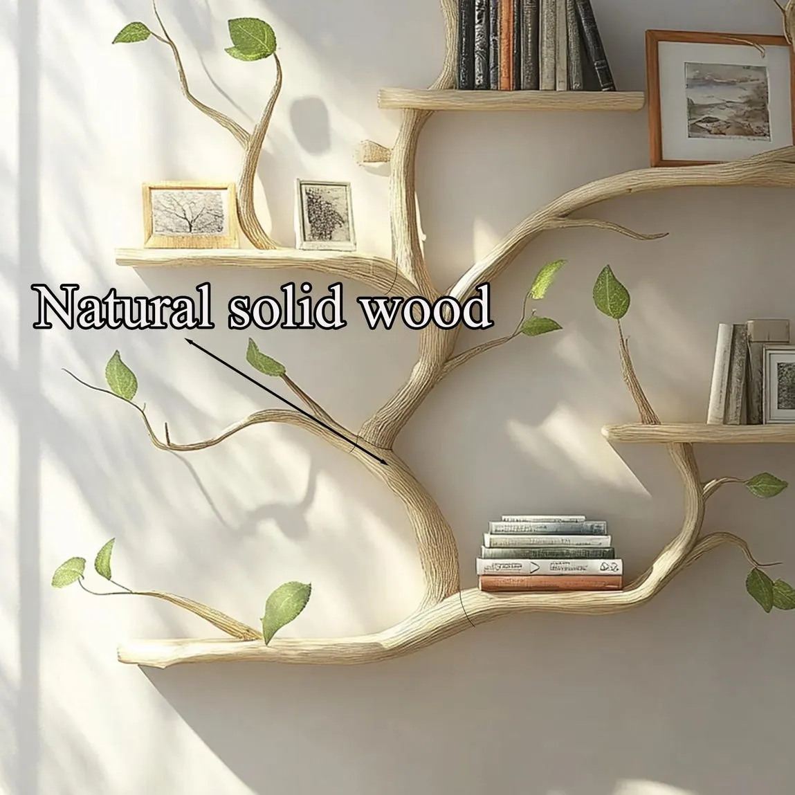 Solid wood live edge wall shelves floating handmade bookshelf modern wall decor living room house warming gift - Image 8