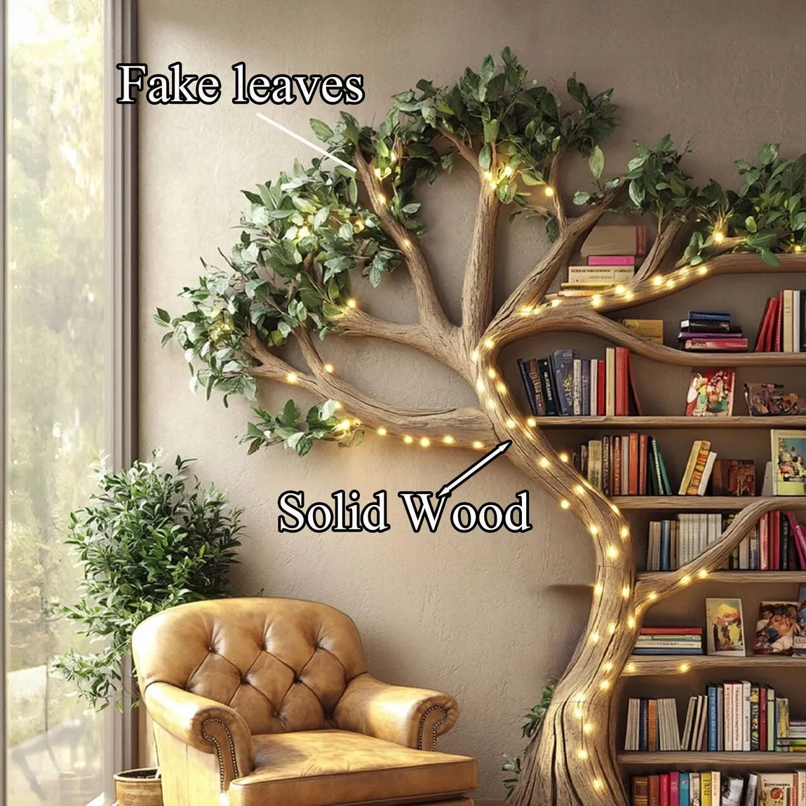 Tree branch bookshelf floating bookshelf live edge shelf book shelf wall mount bookshelf wooden handmade decoration living room - Image 5
