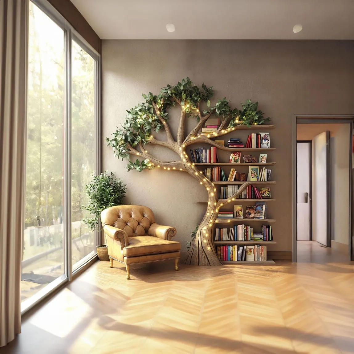Tree branch bookshelf floating bookshelf live edge shelf book shelf wall mount bookshelf wooden handmade decoration living room - Image 6