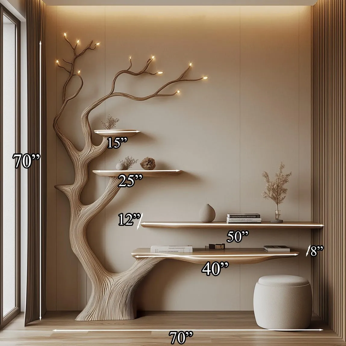 Unique Console Table Style Desk Crafted From Natural Tree Trunks Handcrafted Solid Wood Home Decor Office Decor Gifts - Image 3