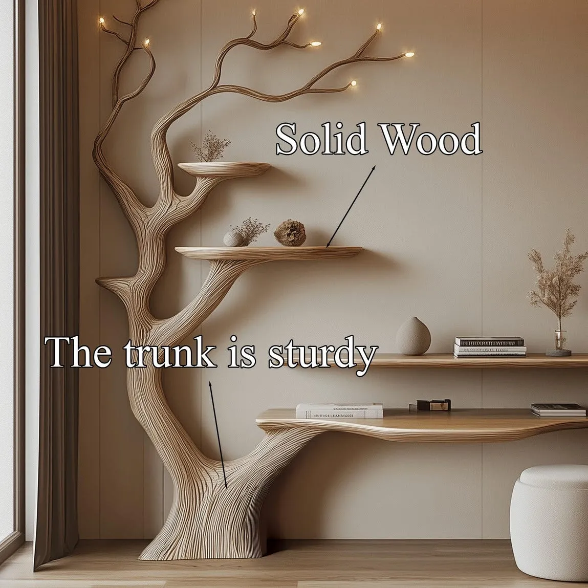 Unique Console Table Style Desk Crafted From Natural Tree Trunks Handcrafted Solid Wood Home Decor Office Decor Gifts - Image 4