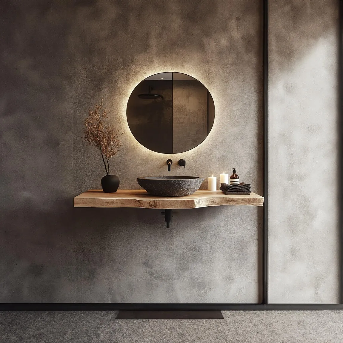 Rustic Floating Bathroom Vanity Solid Wood Sink Shelf Natural Wood Furniture Bathroom Storage Decor Handmade - Image 6