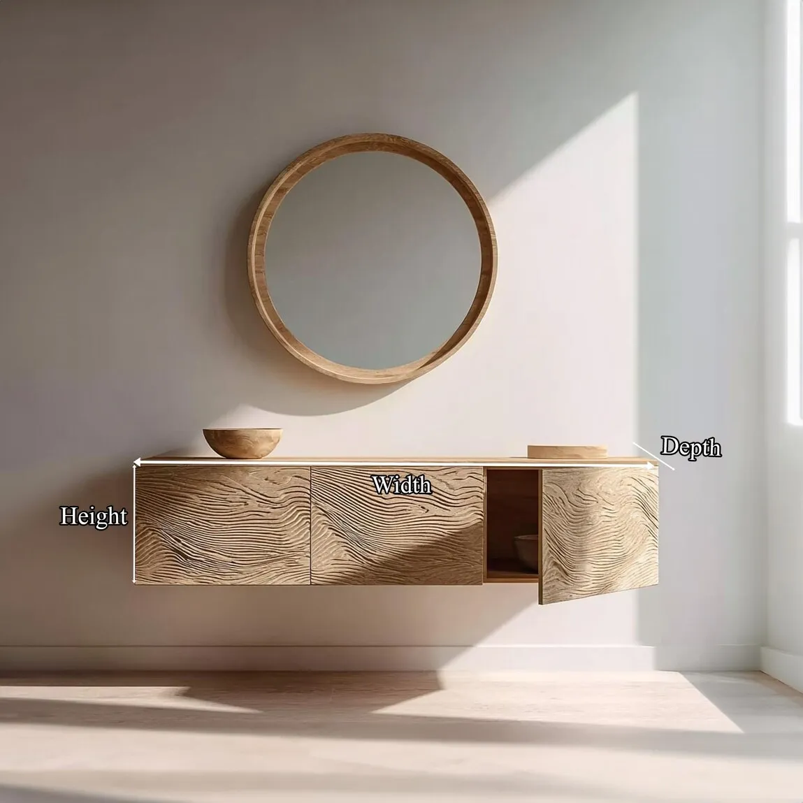 Solid Wood Vanity, Luxury Storage Double Sink Premium Shelf Hardwood Cabinet, Oak Handcrafted Bathroom Cabinet Decor Gift - Image 2