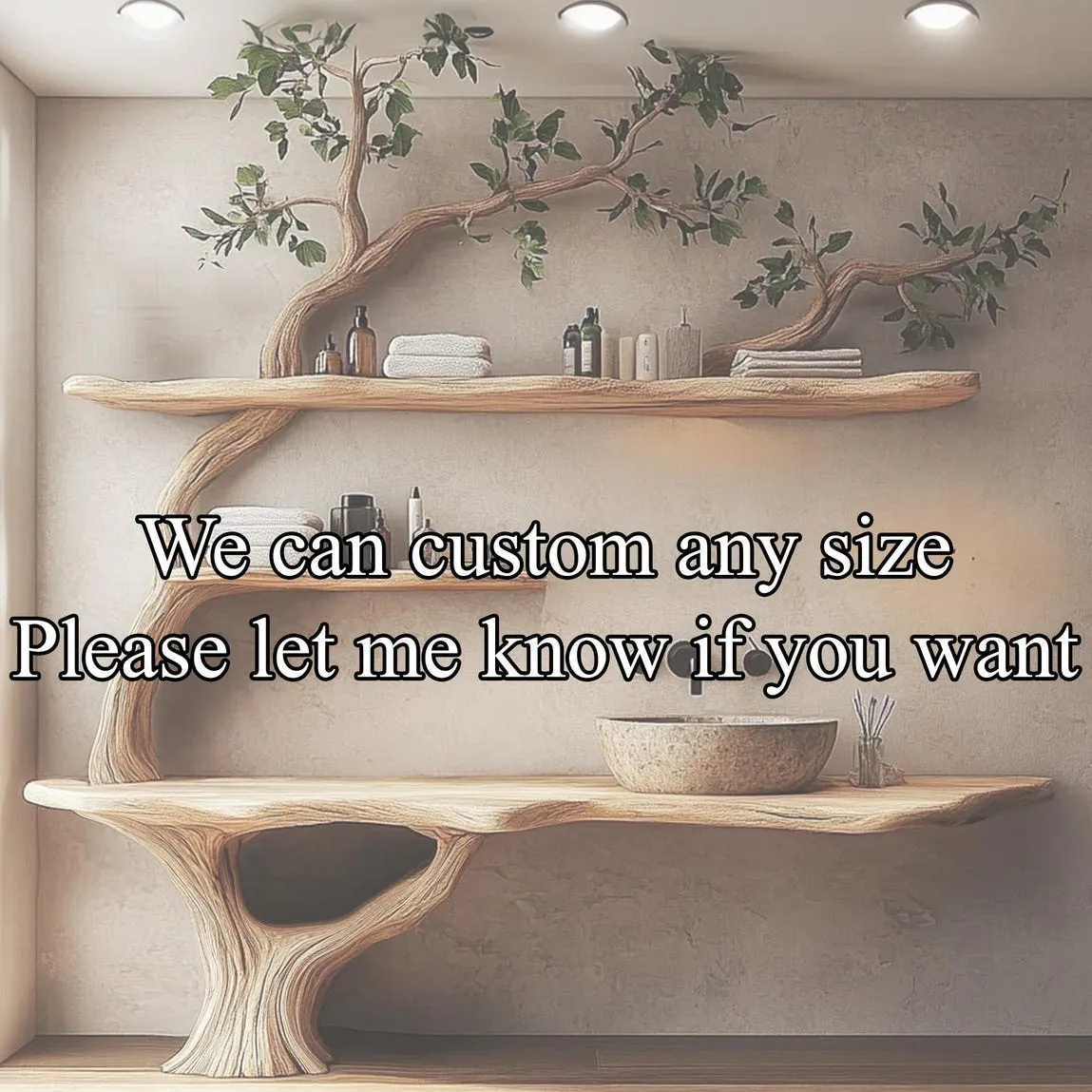 Bathroom vanity wall art rustic vanity handmade mid century modern farmhouse wall decor vessel stone sink decor bathroom - Image 2