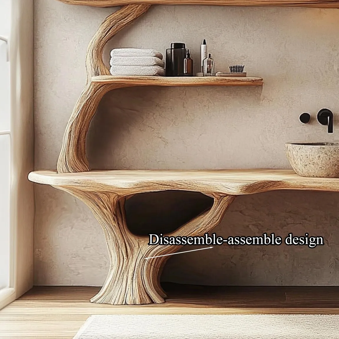 Bathroom vanity wall art rustic vanity handmade mid century modern farmhouse wall decor vessel stone sink decor bathroom - Image 4