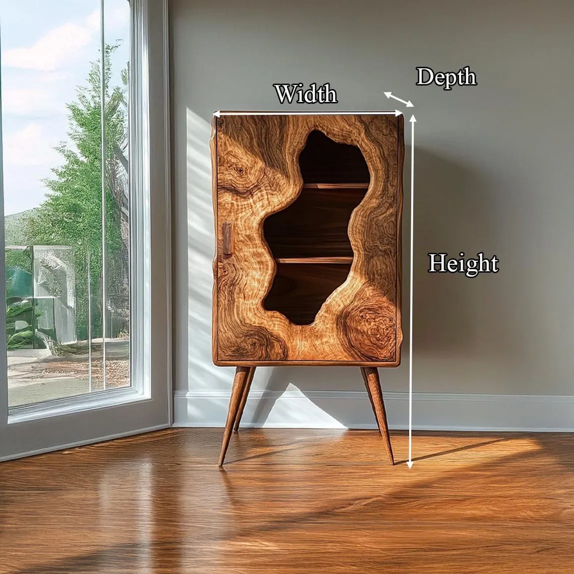 Rustic Cabinet Solid Wood Handmade Minimalist Entryway Cabinet for Living Room Wine display cabinet Decor Living Room Gif Her - Image 3