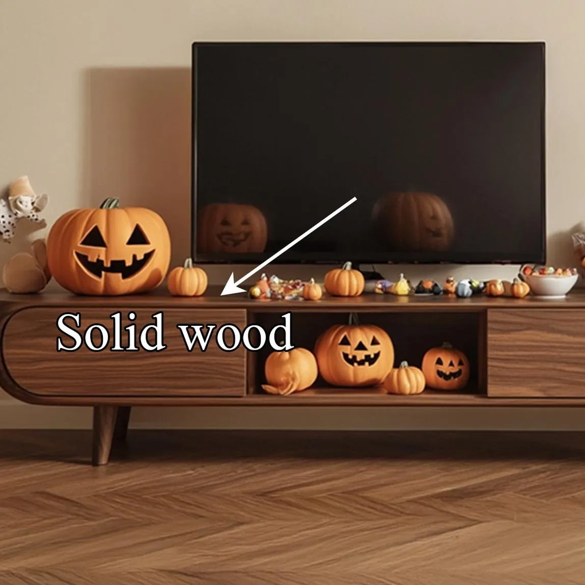 Solid Wood TV Stand Live Edge TV Cabinet Modern Furniture for Living Room Decor and Halloween Gift - Image 5