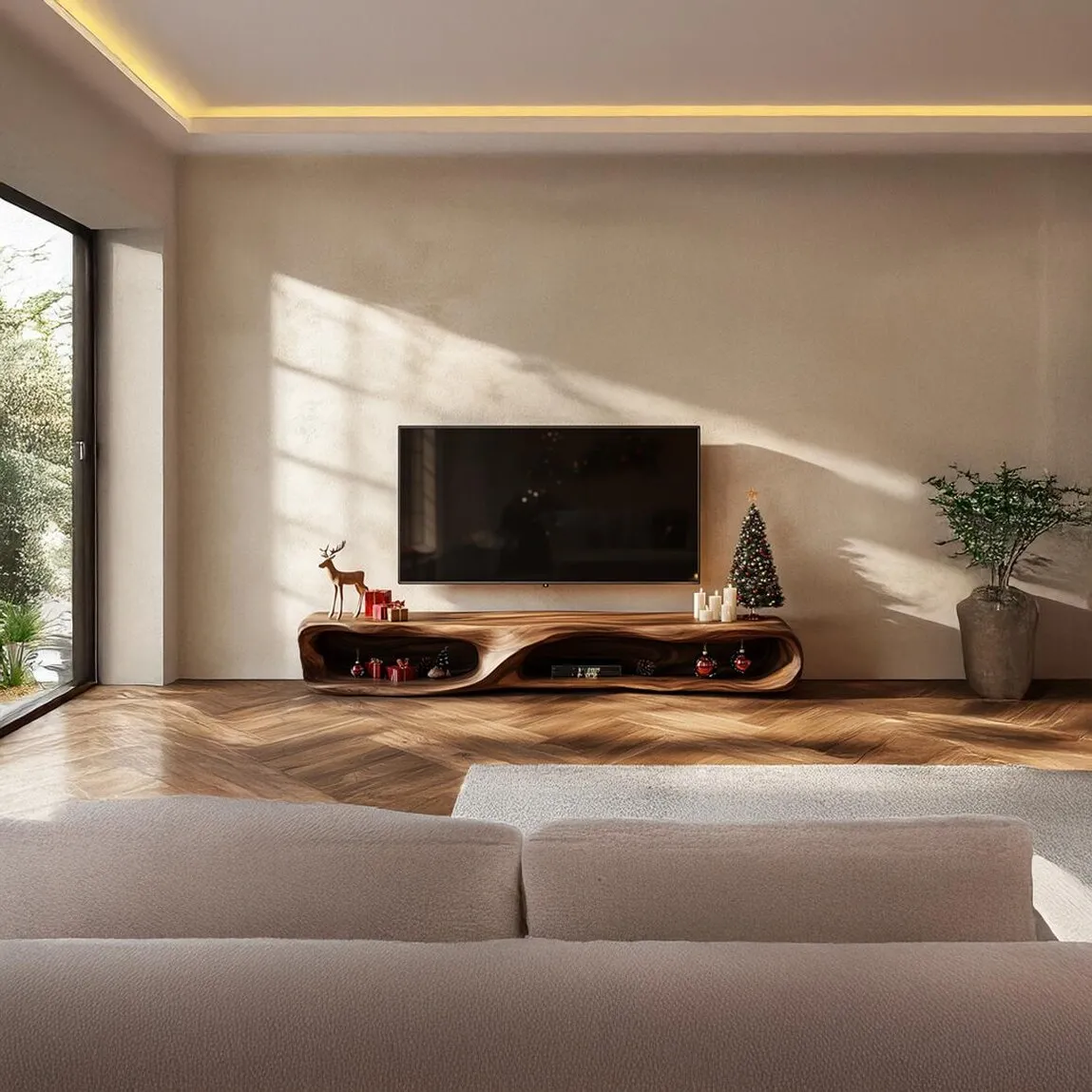 Modern Solid Wood TV Cabinet Stylish Console with Storage Cabinet Functional Furniture for Living Room and Home Decor