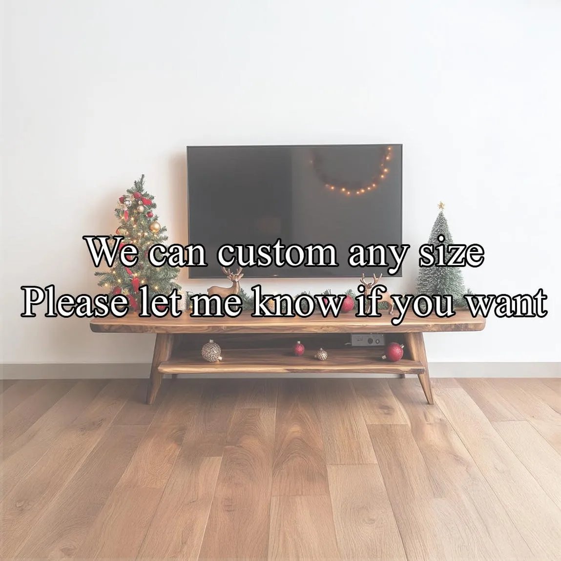 Solid Wood TV Stand Modern TV Cabinet Console with Natural Wood Grain Storage Cabinet for Living Room and Home Decor - Image 2