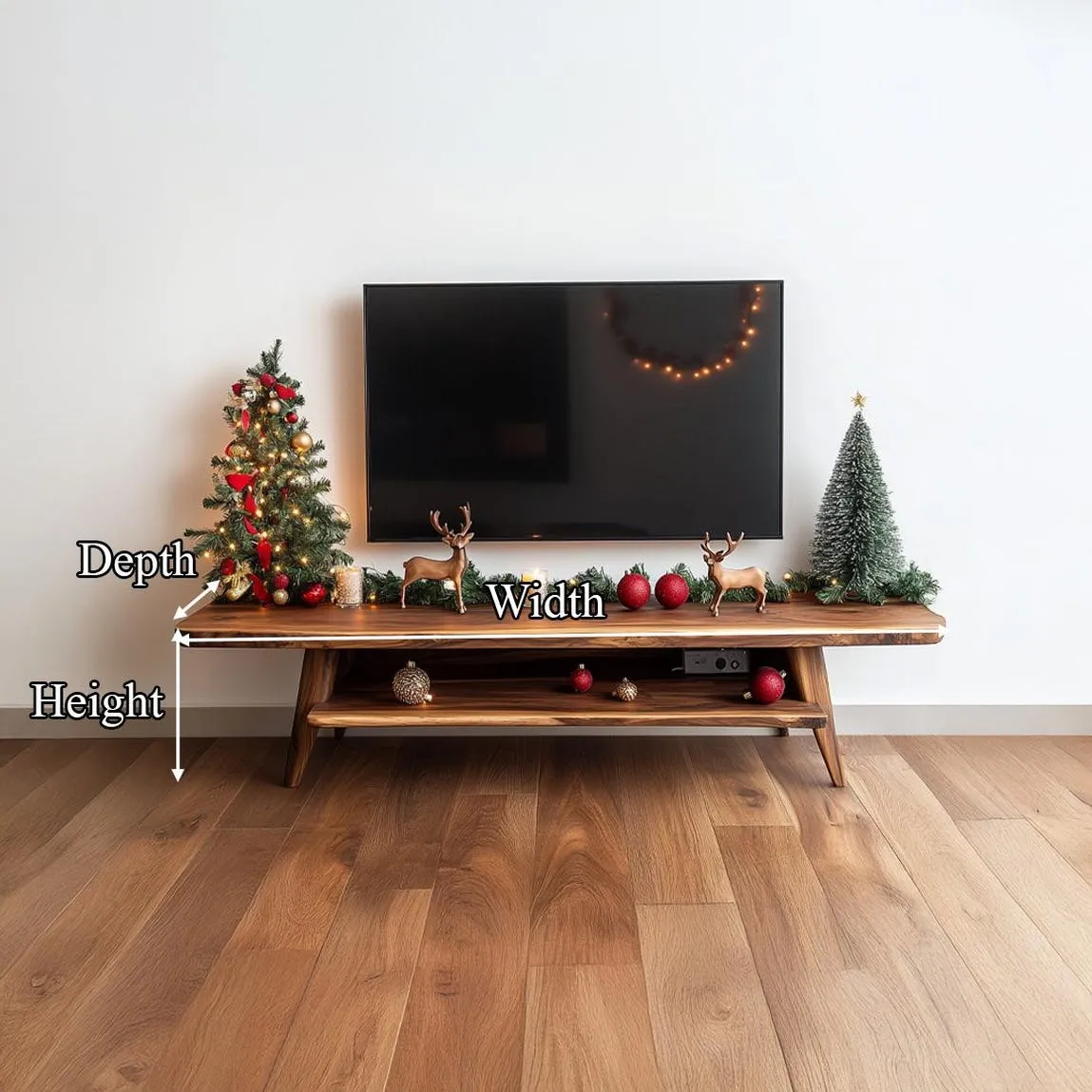 Solid Wood TV Stand Modern TV Cabinet Console with Natural Wood Grain Storage Cabinet for Living Room and Home Decor - Image 5