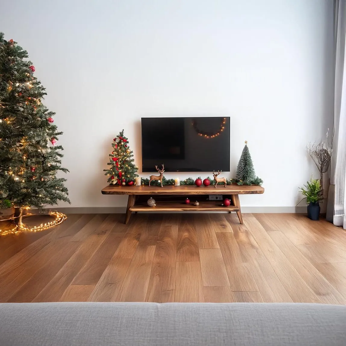 Solid Wood TV Stand Modern TV Cabinet Console with Natural Wood Grain Storage Cabinet for Living Room and Home Decor - Image 6
