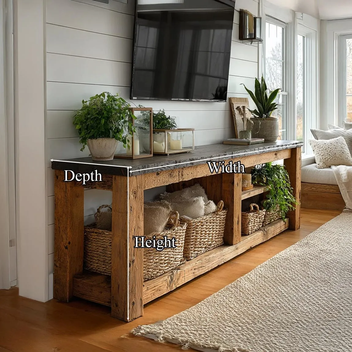 Rustic cabinet reclaimed vintage solid wood handcrafted shelf hardwood cabinet storage kitchen room gift - Image 3