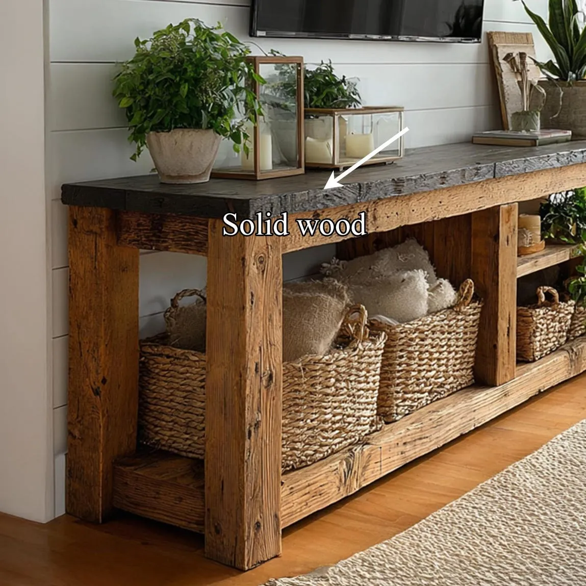 Rustic cabinet reclaimed vintage solid wood handcrafted shelf hardwood cabinet storage kitchen room gift - Image 4