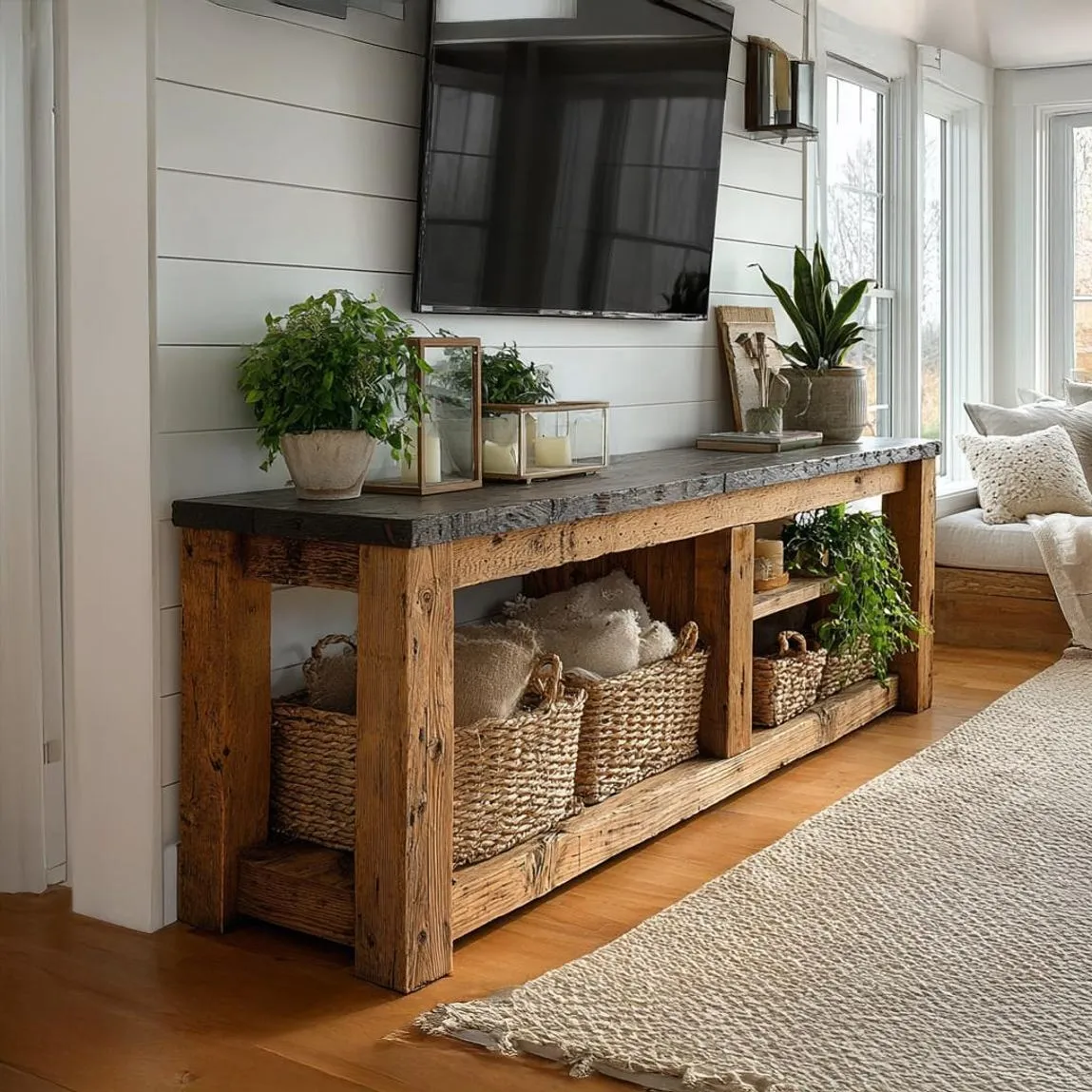 Rustic cabinet reclaimed vintage solid wood handcrafted shelf hardwood cabinet storage kitchen room gift - Image 7