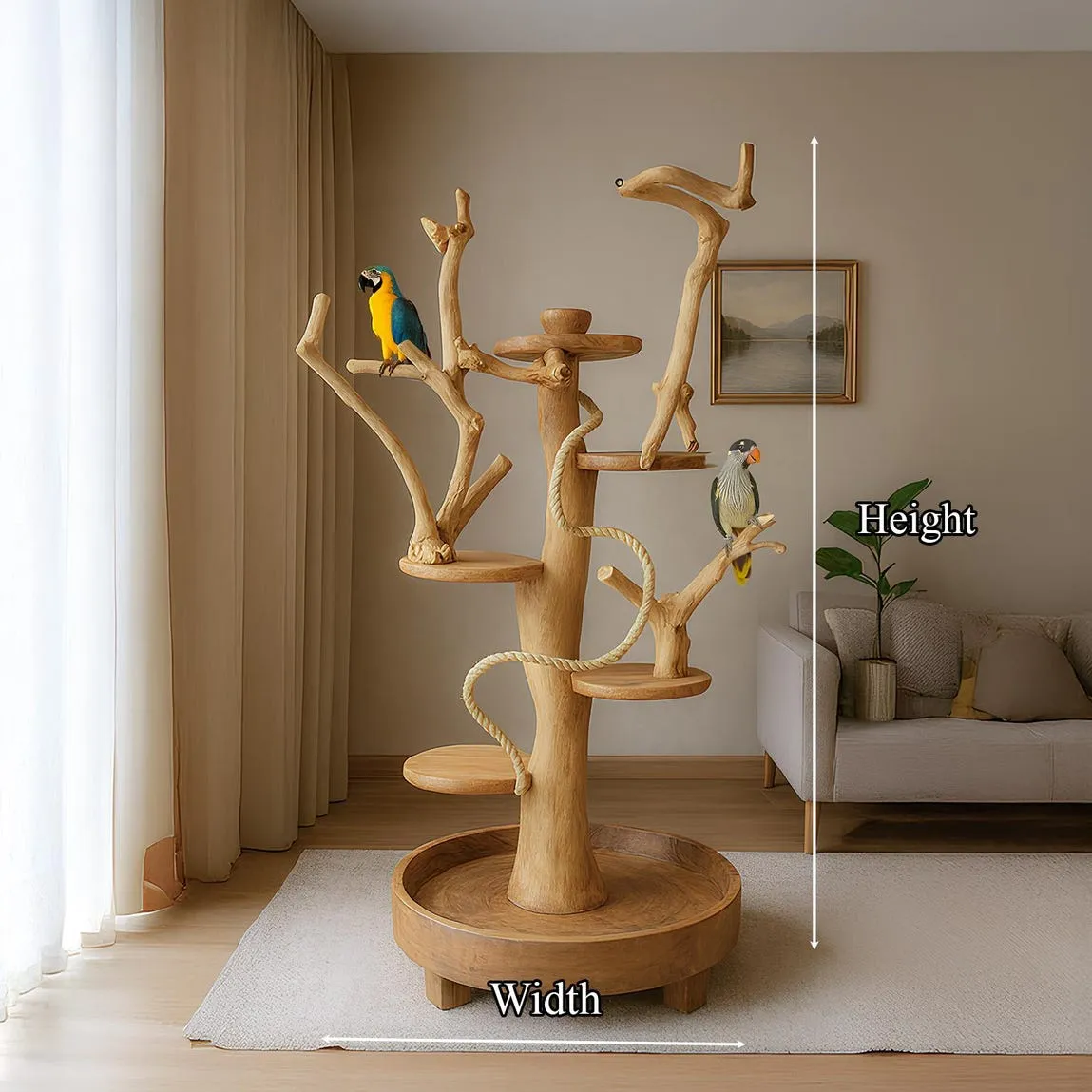 Custom Crafted Parrot Stands Medium Size Solid Wood Bird Perches Parrot Jungles Bird Trees Conure Cockatoo Macaw Gift - Image 5