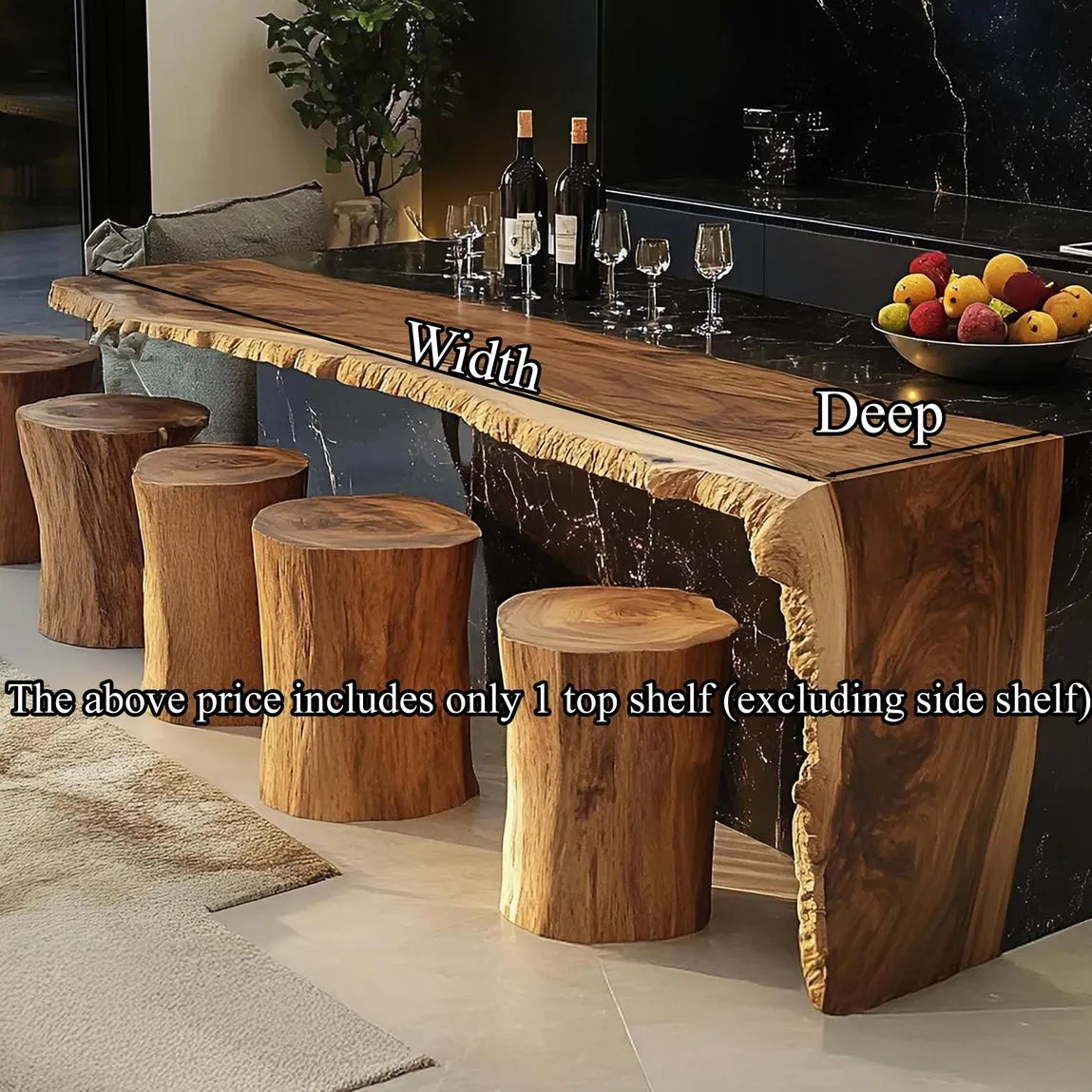 Counter height table solid wood live edge bar table top rustic pub furniture decor home first birthday gift - Image 6
