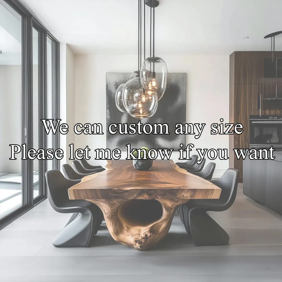 Solid Wood Dining Table, Live Edge Rustic Dining Room Centerpiece, Natural Wood Table Set for Modern Home Decor - Image 2