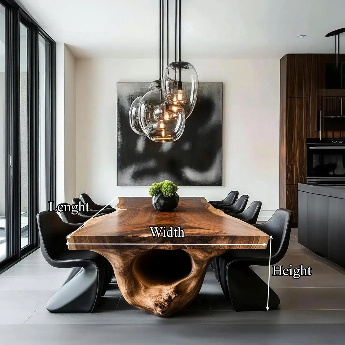 Solid Wood Dining Table, Live Edge Rustic Dining Room Centerpiece, Natural Wood Table Set for Modern Home Decor - Image 4