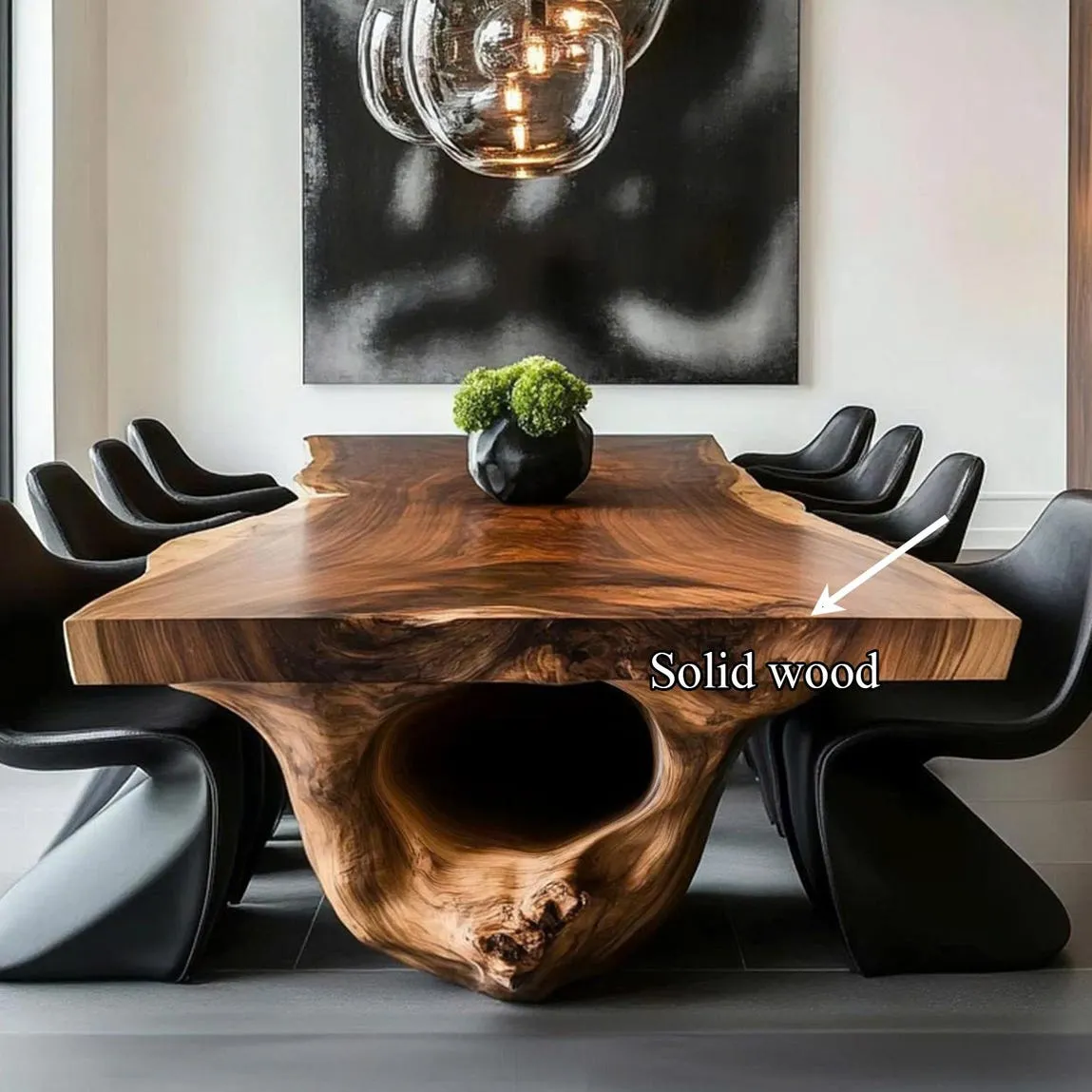 Solid Wood Dining Table, Live Edge Rustic Dining Room Centerpiece, Natural Wood Table Set for Modern Home Decor - Image 5