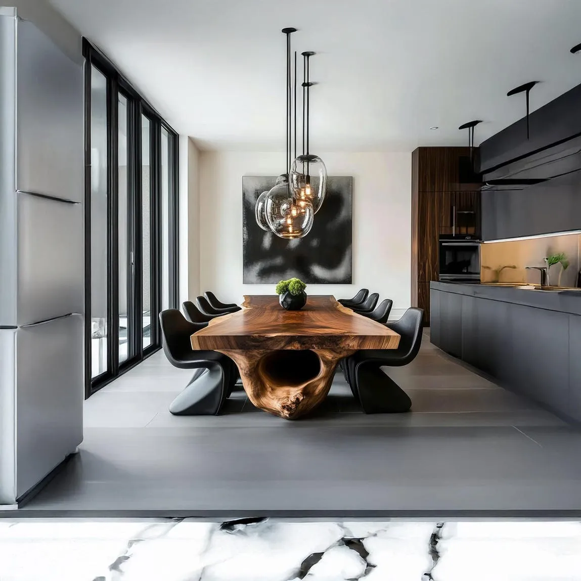 Solid Wood Dining Table, Live Edge Rustic Dining Room Centerpiece, Natural Wood Table Set for Modern Home Decor - Image 7