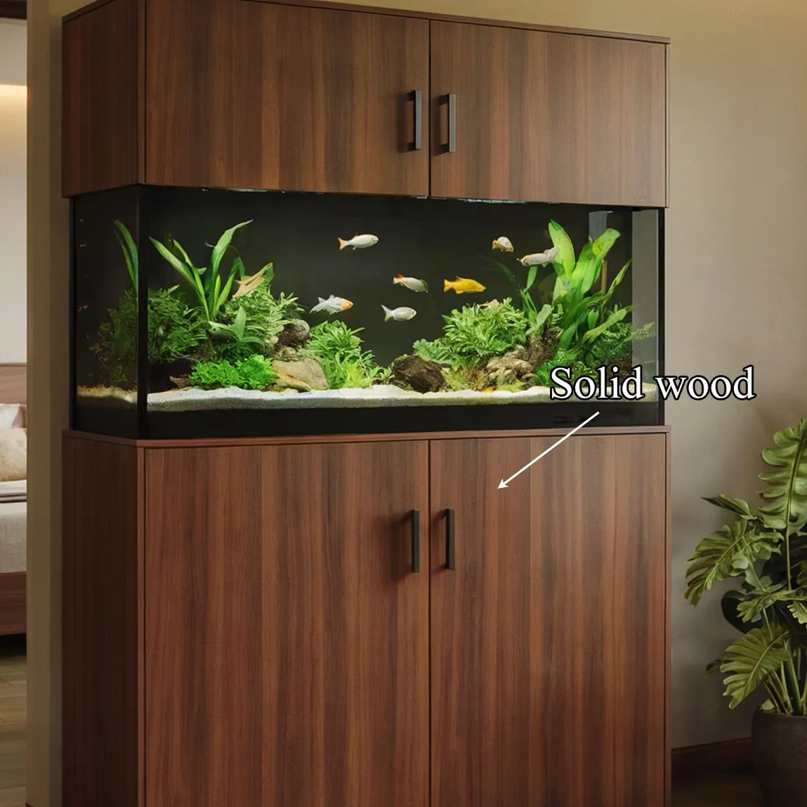 Modern Rustic Aquarium Cabinet, Tall Indoor Aquarium Stand, Vertical Indoor Fish Tank Unit with Storage,  Rustic Tropical Decor for Home - Image 3