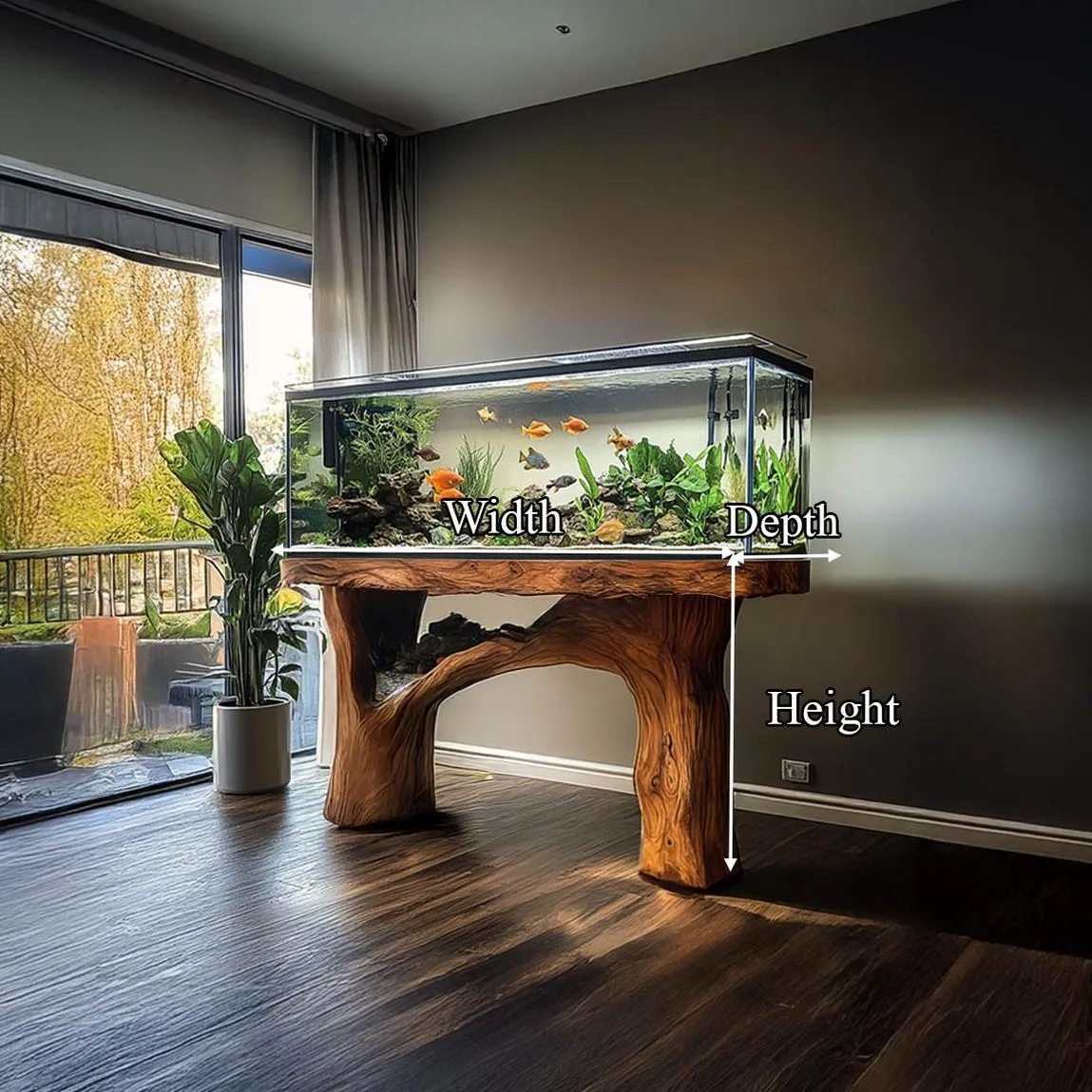 Wooden aquarium shelf fish tank furniture custom fish tank stand shelf display living room housewarming gift home decor fish tank - Image 5