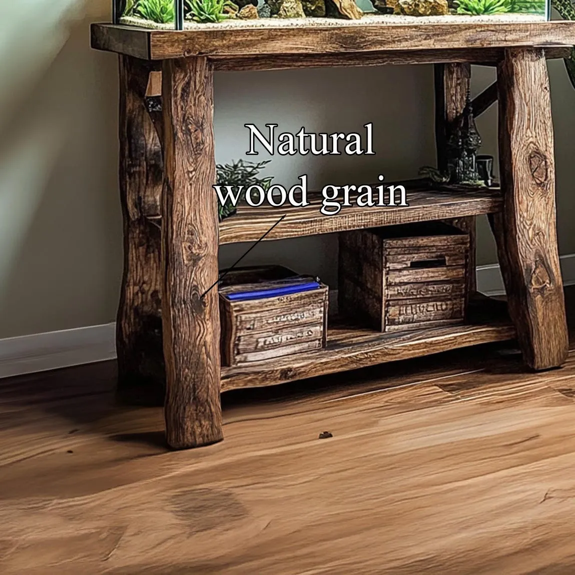 Rustic Fish Tank Handmade Wood Stand Natural Wood Stand Live Edge Aquarium Organic Wood Tank Decor Living Room Personalized Gift - Image 4