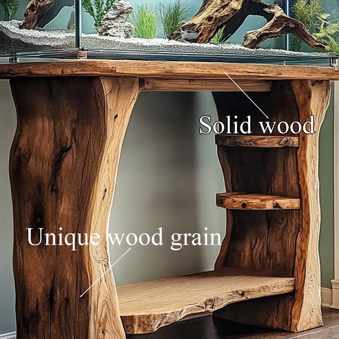 Custom Fish Tank Handmade Wood Stand Natural Solid Wood Stand Live Edge Aquarium Organic Wood Tank Decor Home Personalized Gift - Image 4