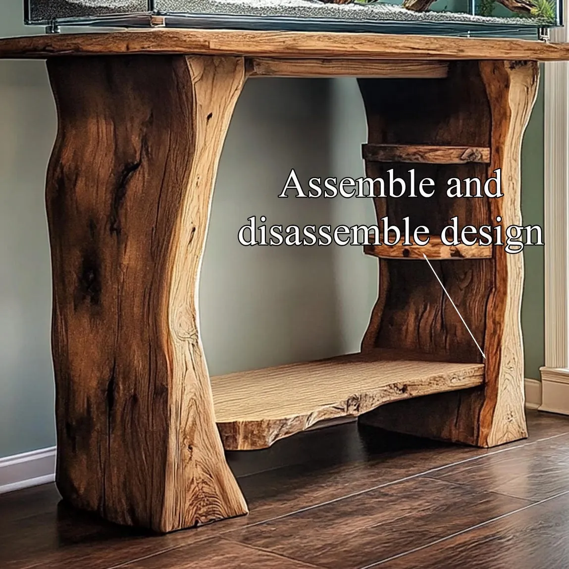 Custom Fish Tank Handmade Wood Stand Natural Solid Wood Stand Live Edge Aquarium Organic Wood Tank Decor Home Personalized Gift - Image 5