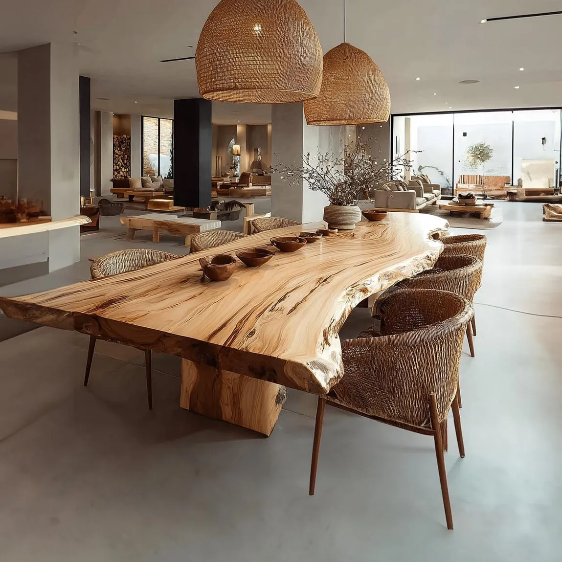 Custom Solid Wood Dining Table Live Edge Rustic Dining Room Centerpiece, Natural Wood Table Modern Home Decor Gift