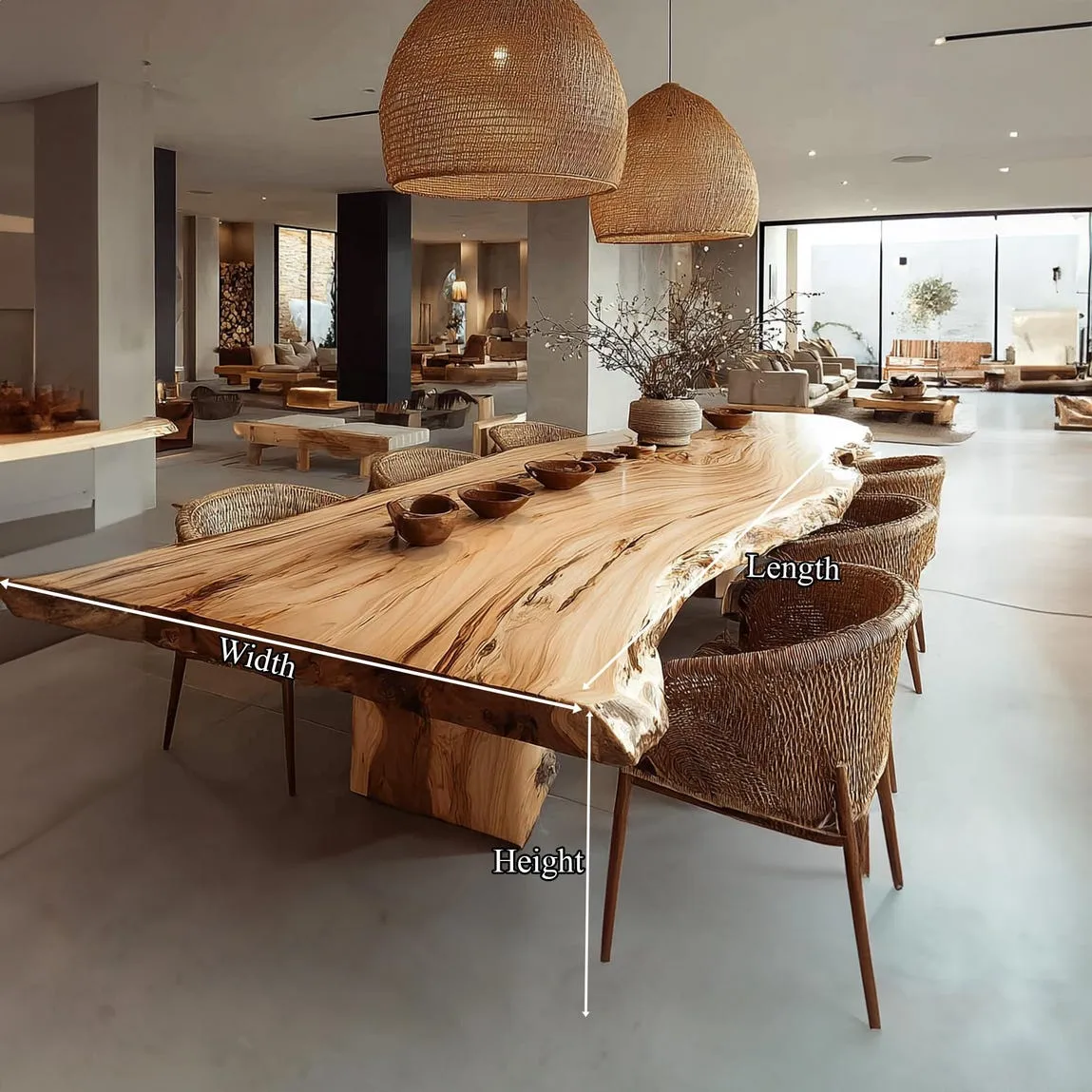 Custom Solid Wood Dining Table Live Edge Rustic Dining Room Centerpiece, Natural Wood Table Modern Home Decor Gift - Image 3