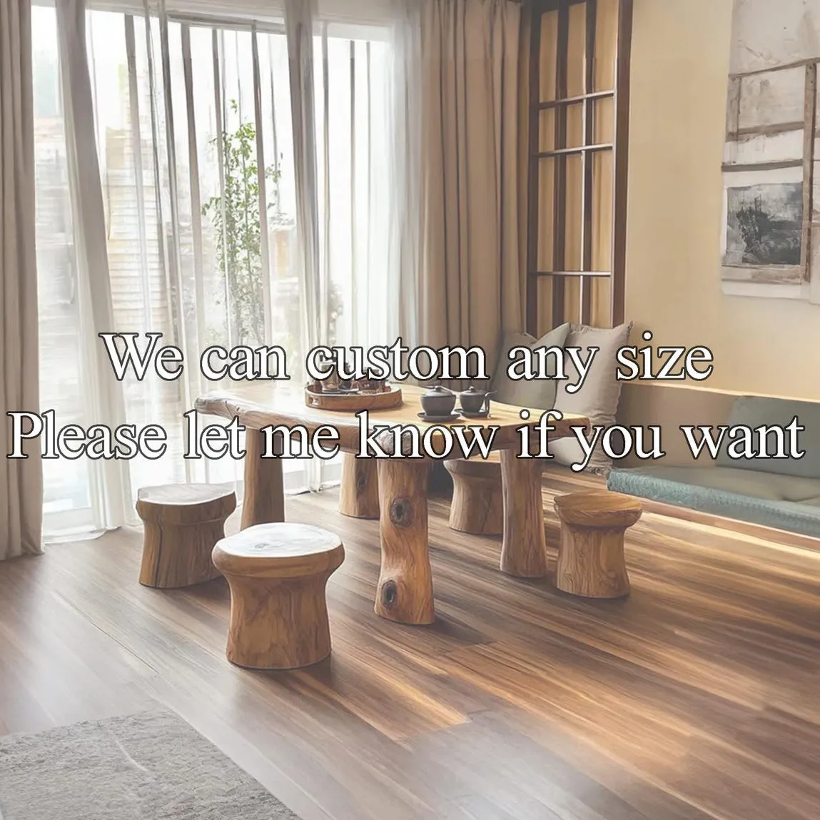 Custom Table and Chair Sets Natural Colors Handmade Solid Wood Designer Impressive Style Tea Tables Home Decor Gift Her - Image 2